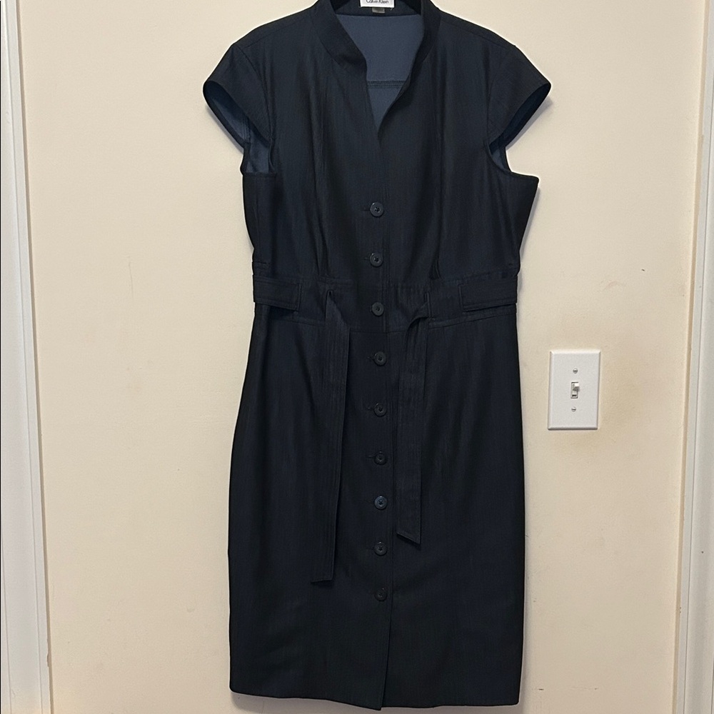 Calvin Klein Navy Midi Dress with Buttons